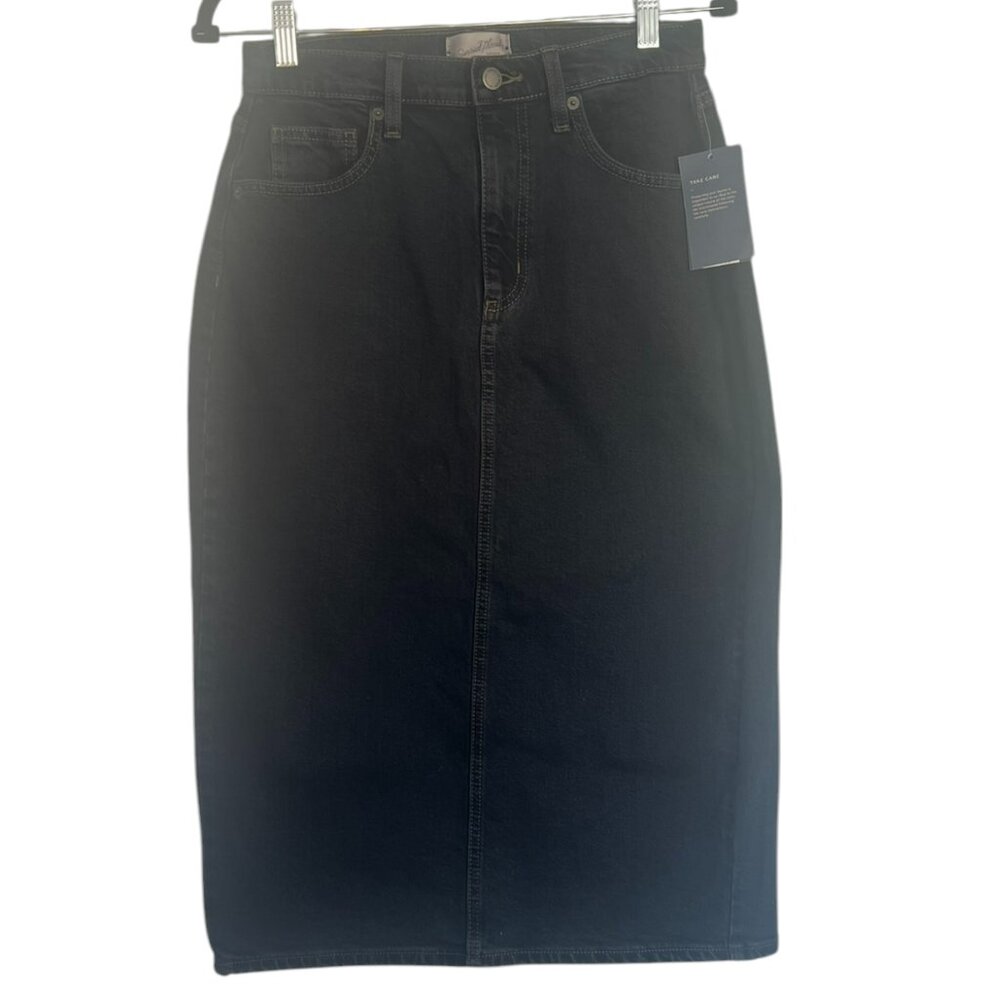Women's NWT‎ Universal Thread High Rise Denim Midi Skirt Black Wash Size 4 - Picture 3 of 6